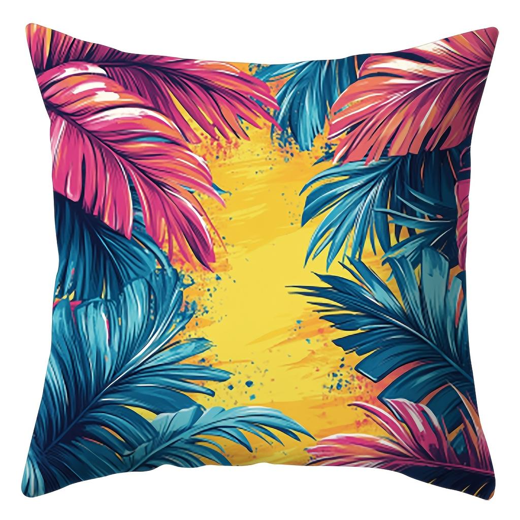 Tropical Plant Design single-sided digital printing pillow cover Short plush Suitable living bedrooms sofas throw cushion cover