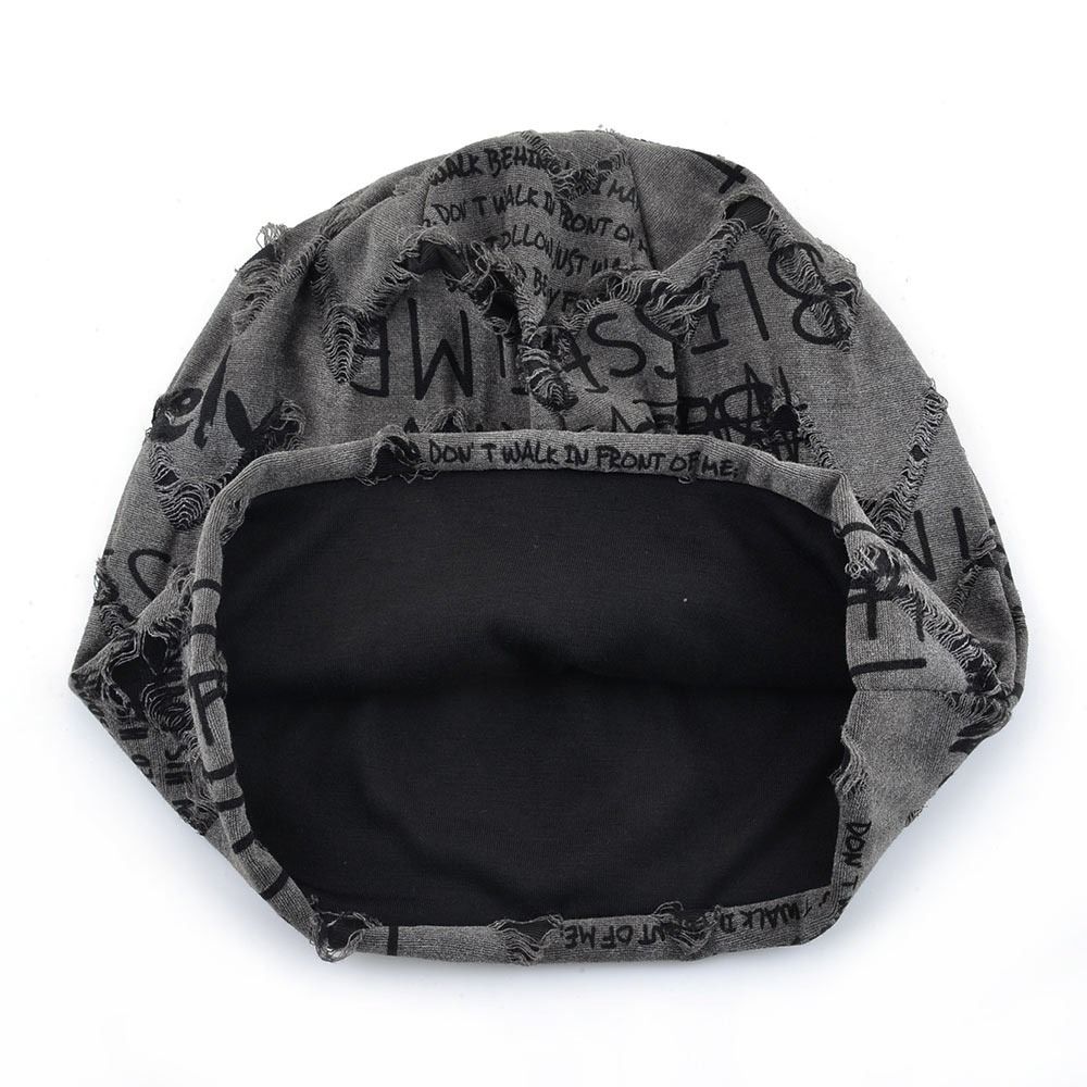 Thin Bonnet Letter Print Beanie Loose Style Hip Hop Beanies Fashion Pullover Hat  Unisex Wear
