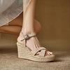 New Wedge Sandals for Women Summer Casual Non-slip Peep Toe Platform Shoes Rubber Sole Buckle Elegant Heel Woman Sandals