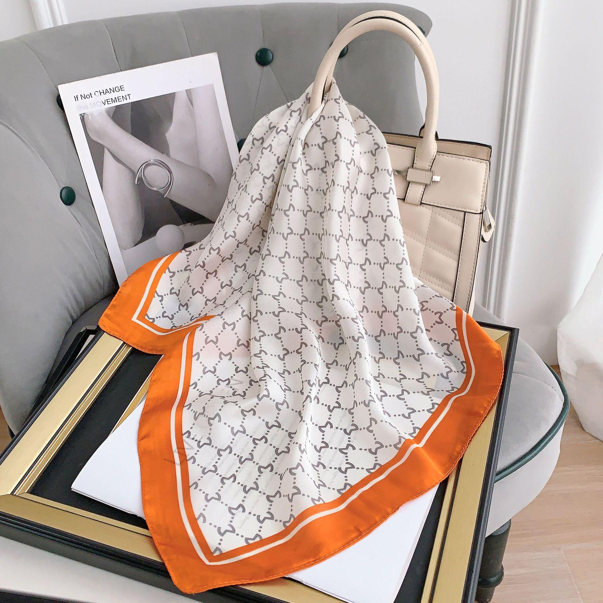 

2024 Новый 70 см шелковый шарф для украшения рубашки, небольшой квадратный шарф, модный и универсальный шарф для поездок на работу, шарф для защиты шеи 70*70