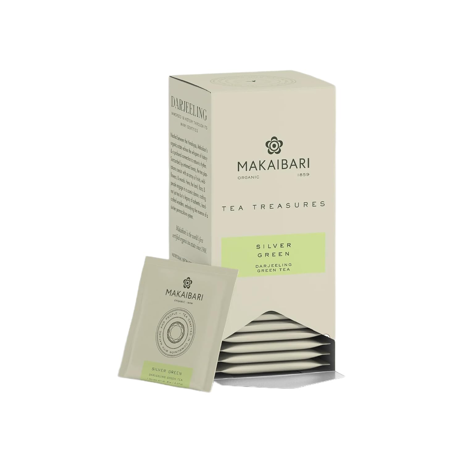 

Makaibari Tea Treasures Silver Green Darjeeling Tea Bags 50 gm Single Estate Smooth Afternoon Green Tea Blend Daily