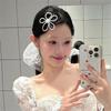 1 szt. Duży kwiatowy klips do włosów z perłą Damski dodatek do włosów na bok Elegancka spinka do włosów Koreański styl Akcesoria do włosów