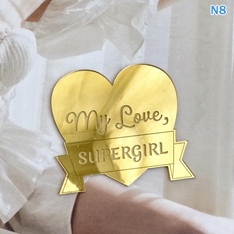 Acrylic Valentine'S Day Party Cake Topper Hearts And Circles Gold Wedding Cupcake Toppers Birthday Gift Dessert Decoration