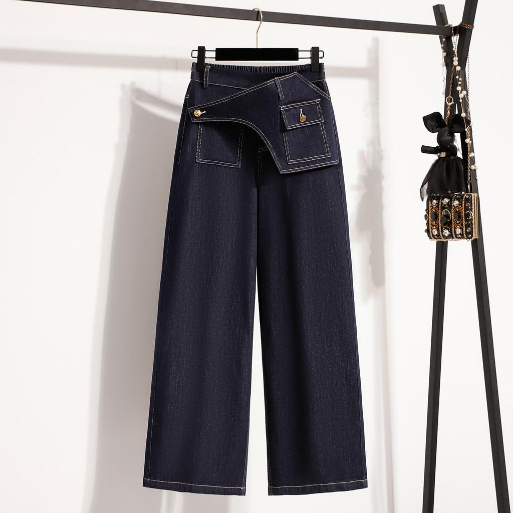 Dimanaf 2025 Women Jeans Long Pants Oversize Pants Elastic Waist Straight Vintage Casual  Loose Trousers Autumn Winter 2025