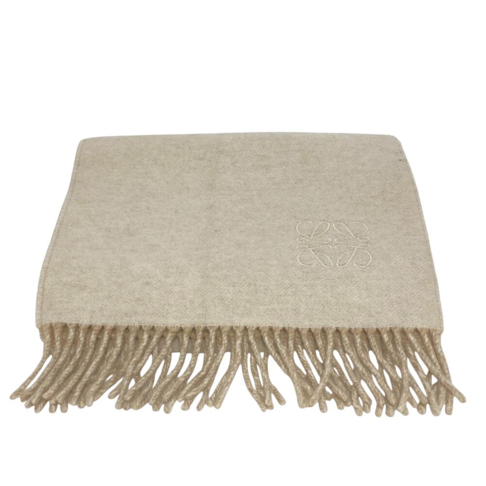 LOEWE anagram wool Scarf white wool unisex Used