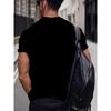 Taglie Europee T-shirt Casual Estiva a Maniche Corte da Uomo Nera con Comoda Stampa 3D e Girocollo.