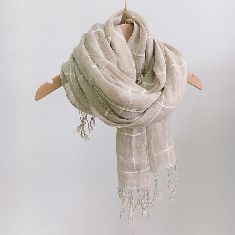Japanese Rain Dew Linen Primary Color Scarf, Light Women'S Sunscreen Scarf