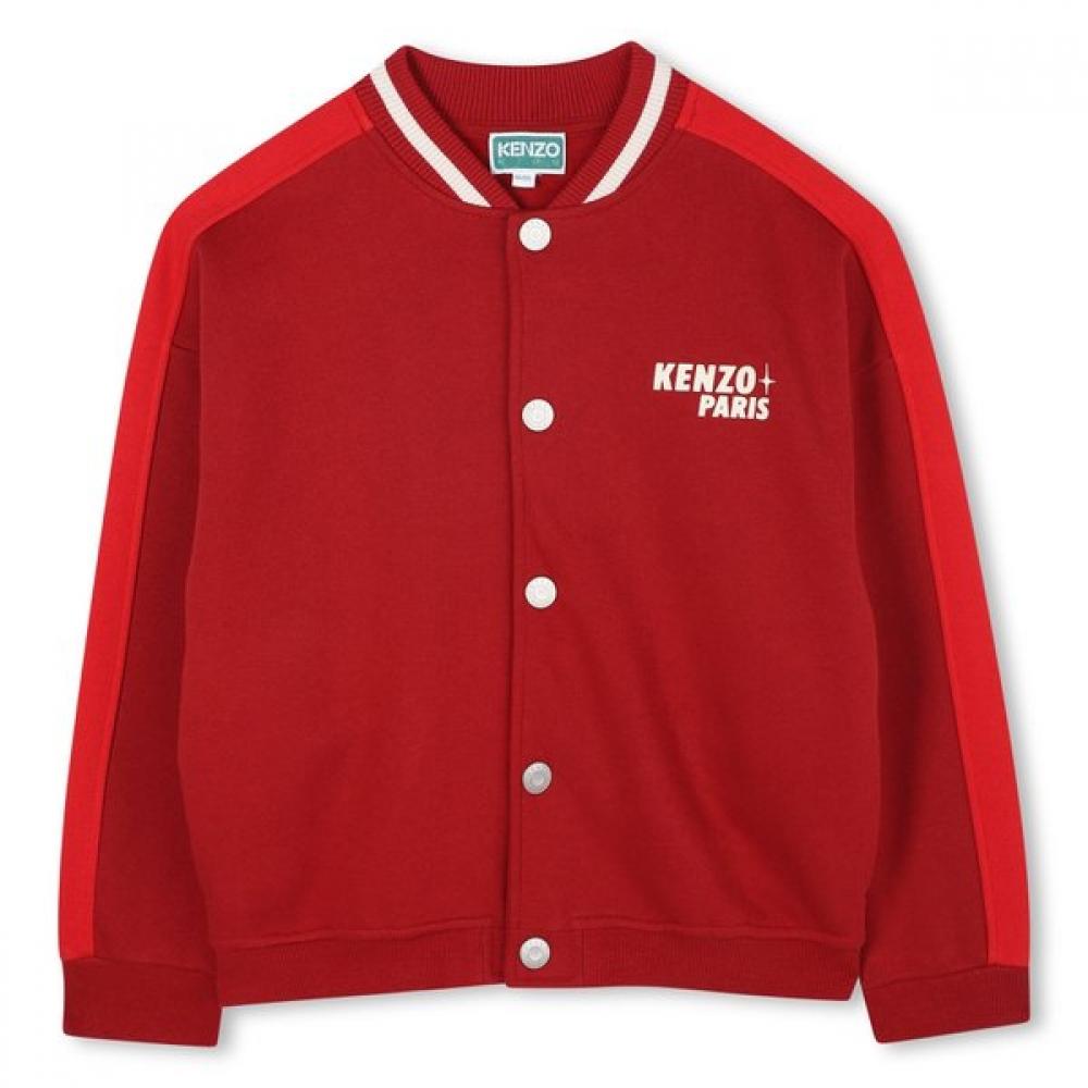 Kenzo Kids Koi Print Cardigan  25fw Z256agg311 Red/10Age_140CM
