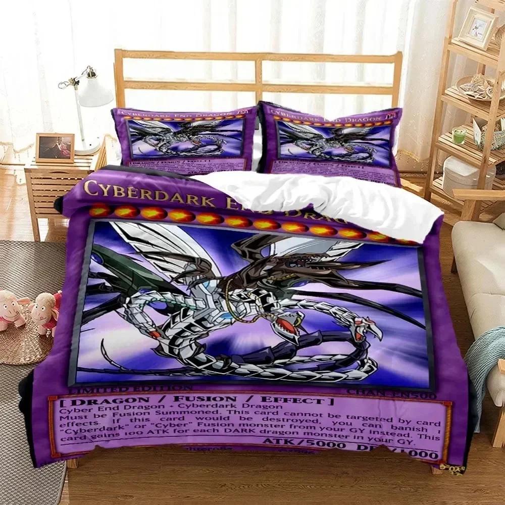 Anime Yu-Gi-Oh Game Card Bedding Set Duvet Cover Sheet Printed Bed Set Pillowcase Bed Full Queen King Size Comforter Bedroom