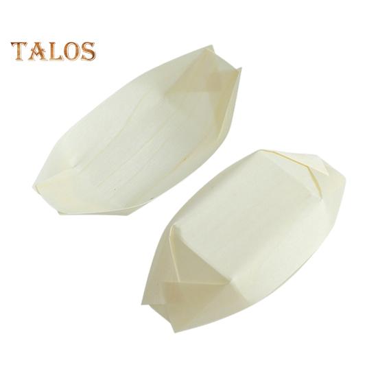 50 Pcs Wooden Snack Tray Eco-Friendly Disposable Boat Shaped Appetizer Plates Non-Toxic Serving Trays for Parties Weddings Family Gatherings