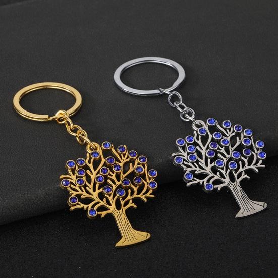Keychain Pendant Rust Resistant Retro Hollow Tree Charm Key Chain with Rhinestone Inlay Backpack Accessory