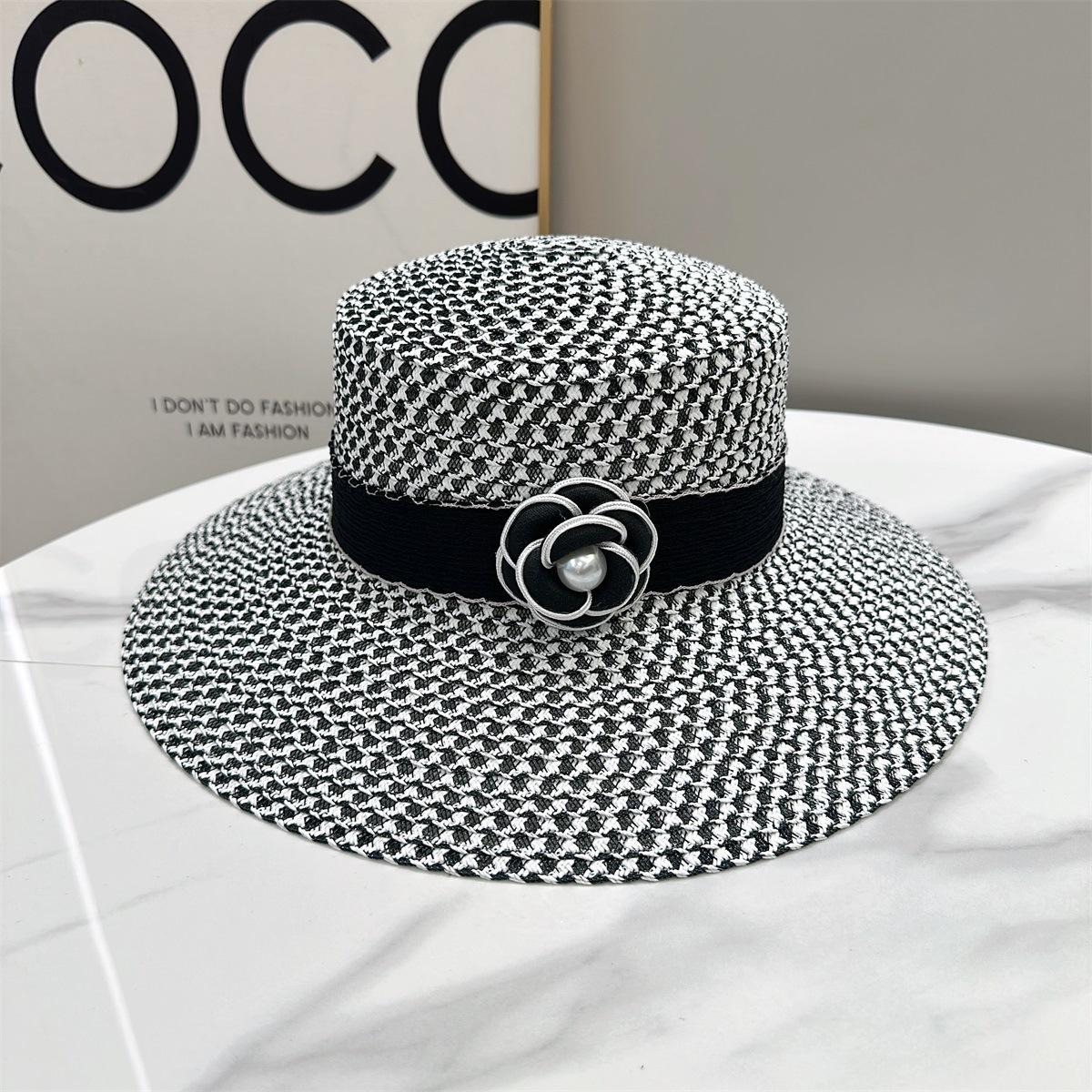 

JYL TS DIY French Straw Hat Sun Protection Beach Cap Woven Straw White_M(56-58cm） темно-зеленого