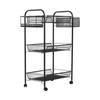 Metal Shelves Portable 3 Layers Black Pantry Organizer Bottom Pulley Storage Equipment for Bedroom