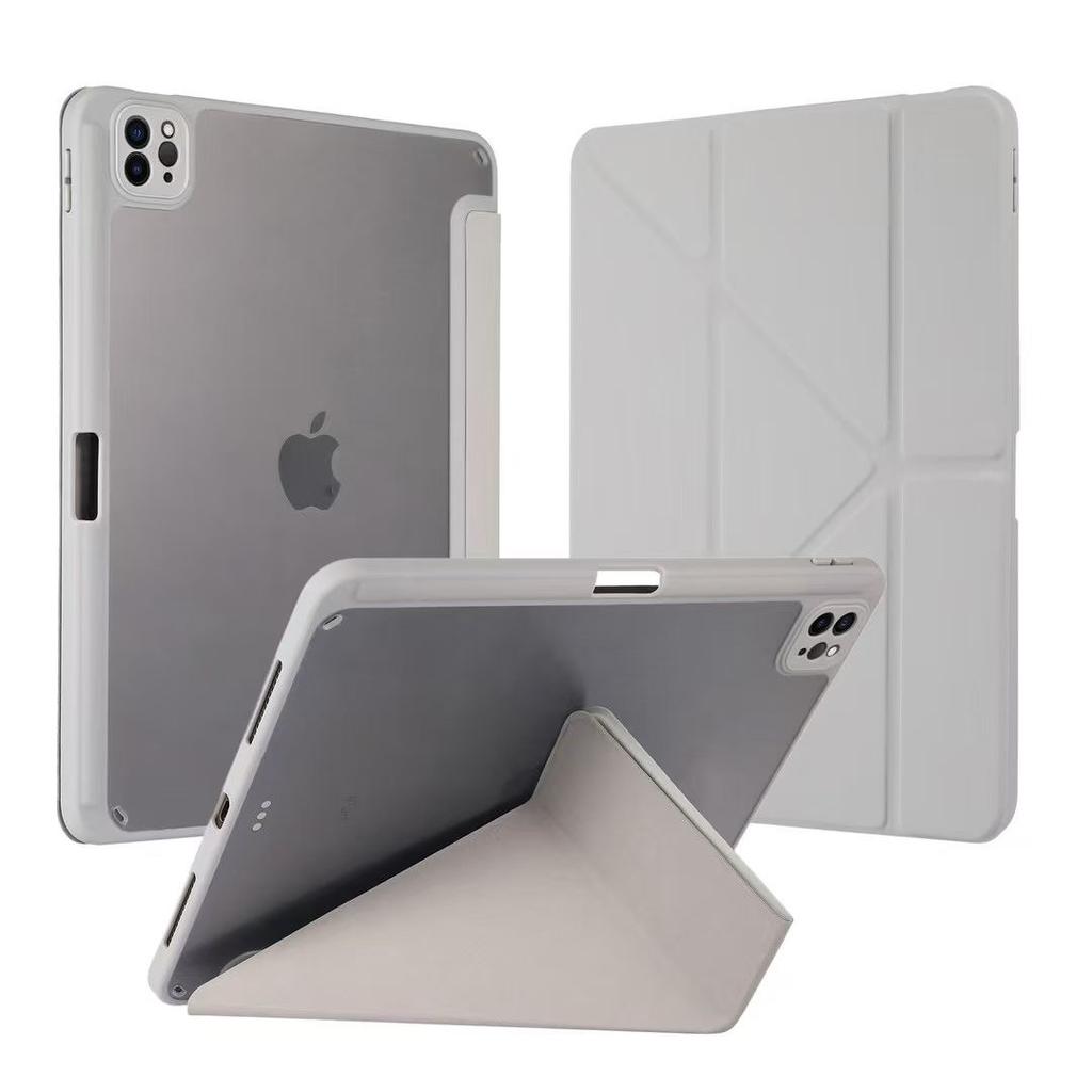For iPad A19 12th 11th 10th Air 11/13 M2 M3 M4 Pro11/13 Air 4 5 Pro 11/12.9 10.2 7/8/9/10th Acrylic Clear Y-fold Stand Case
