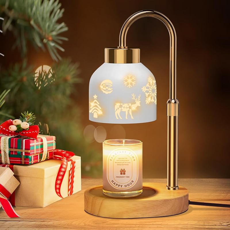 Lukasa Christmas Gifts, Christmas Candle Warmer Lamp, with Timer and Dimmer, Adjustable Height Candle Lamp, Wax Melt Warmer for Scented Jar Candles,