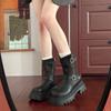 Yueyu black British style thick-soled wear-resistant heightening Martin boots women's 2025 new autumn thin versatile short boots