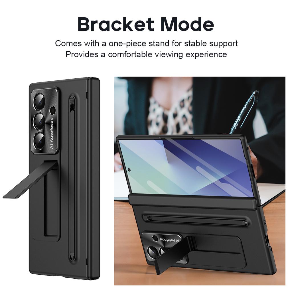 For Samsung Galaxy Z Fold7 5G Case PC Cell Phone Cover with Kickstand and Stylus Pen
