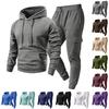 Men's Casual Outdoor Sports Two-Piece Set - Color Sweatshirt and Elastic Waist Cargo Jogger Pants