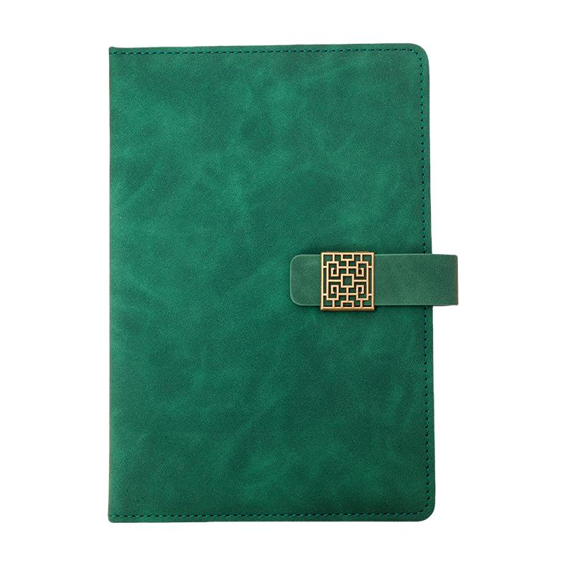 A5 PU Leather Multi-Color Flower Buckle Notebook - Business or Diary Use зелёный