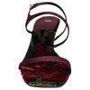 ZARA Satin Ankle Strap Kitten Heel Sandals Burgundy Womens 1135941038
