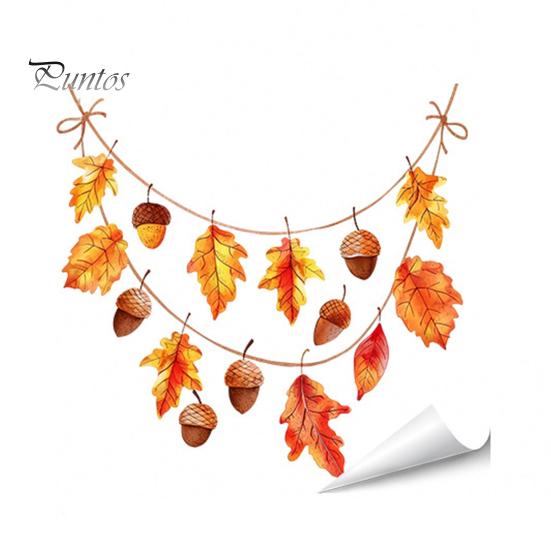 Durable Window Clings for Glass Autumn Maple Leaf Pinecone Scarecrow Pumpkin Static Clings, Waterproof PVC Film Stickers, Removable Seasonal
