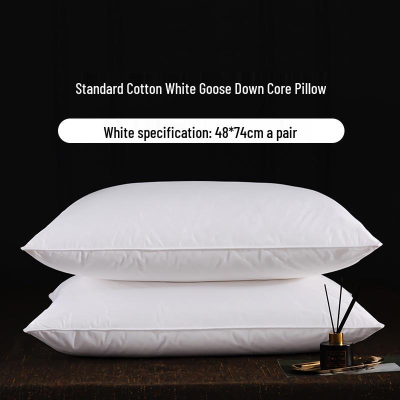 Luxury Goose Down Pillow with Cotton Cover for Neck Support