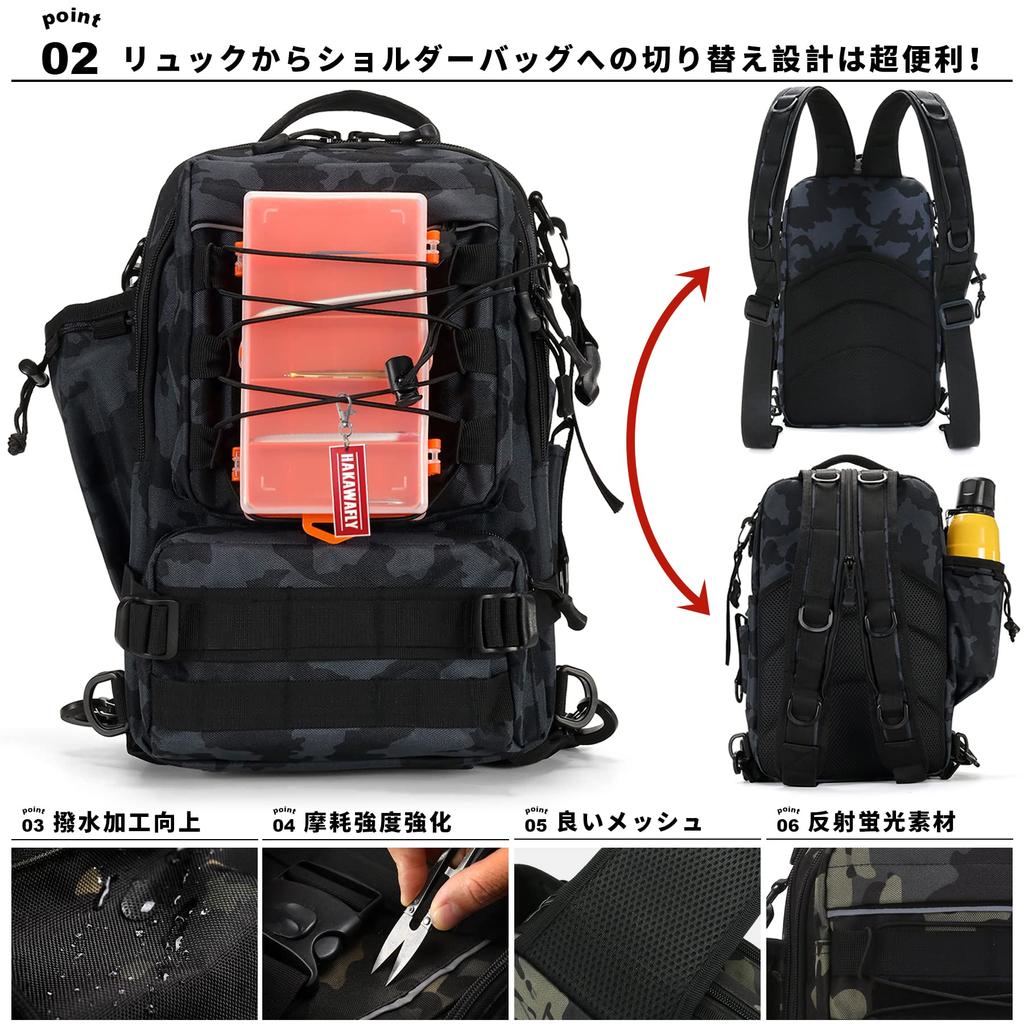 Waterproof Fishing Large Includes 1 Waist 4 Rod and 5 Tackle Bag [HAKAWAFLY] 5-Way Backpack, Multifunctional, Capacity, Belt, Belts, Carabiners,