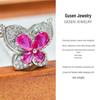 Gusien Exquisite Red Steel Butterfly Jewelry Set: Necklace, Ring & Stud Earrings - Korean Style Women's Fashion.