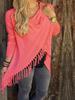 Stylish Women Tassels Casual Outwear Jacket Cardigan Long Sleeve Sweater In Solid Color