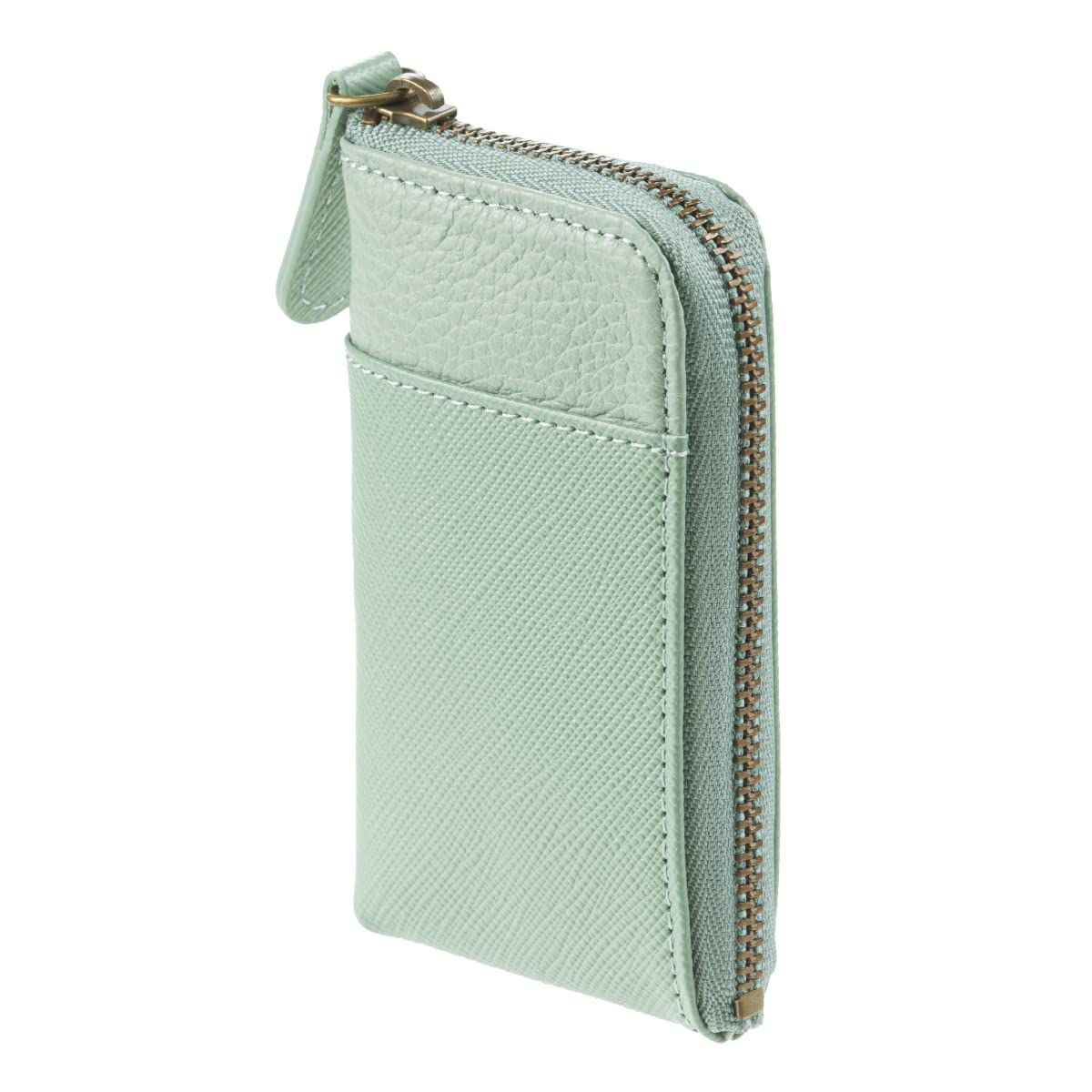 

Corale Women s Key Case, Smart Key Compatible, Genuine Leather, 3 Hooks, L-Shaped Zipper, Compact and Slim (Gray-Green)