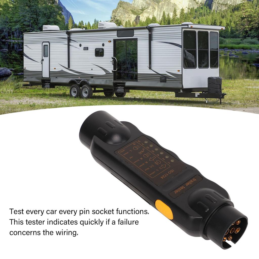 Trailer Socket Tester 7 Pin Electrical Tow Bar Wiring Circuit Light Test Tool for Truck RV