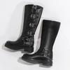 Mode Mode Metallgürtelschnalle Blockabsatz Stiefel Damen Neu Retro Runde Zehenpartie Plateau Ohne Knie Oberschenkel Western Hohe Stiefel
