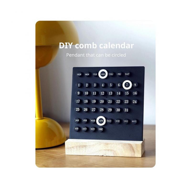 Acryl-Holzsockel, Handgefertigt, DIY-Kalender, Büro, Schreibtisch, Heimdekoration, Digital, Kleine Ornamente, Schwarz