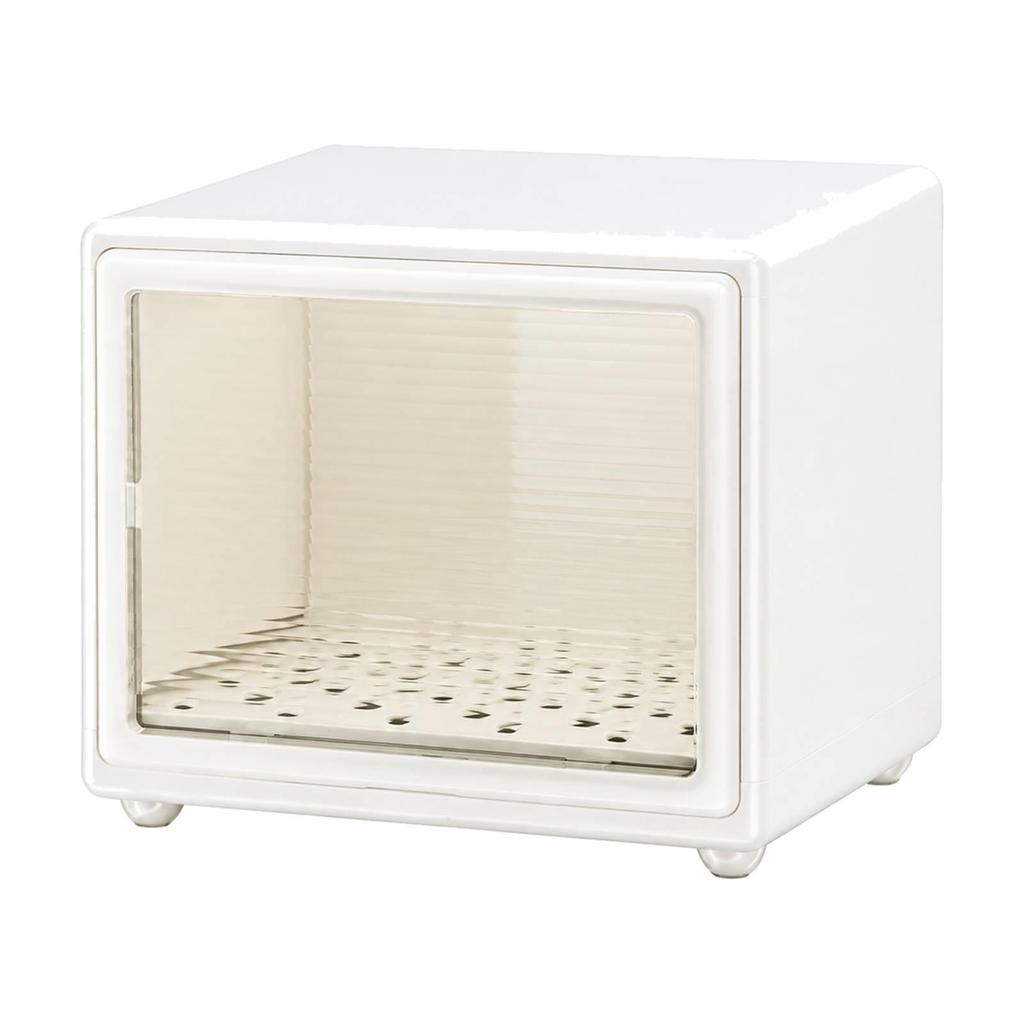 Enclosed Countertop Organizer with Transparent Front Door DustResistant Ventilated Cup Storage