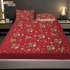 3pcs Merry Christmas 67 Red Printed Chipless Bed Sheet Set Multi Size Soft Bed Cover Bedding Machine Washable