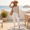 Women's Casual Striped Long Sleeve Collared Shirt Blouse Top for Everyday Wear