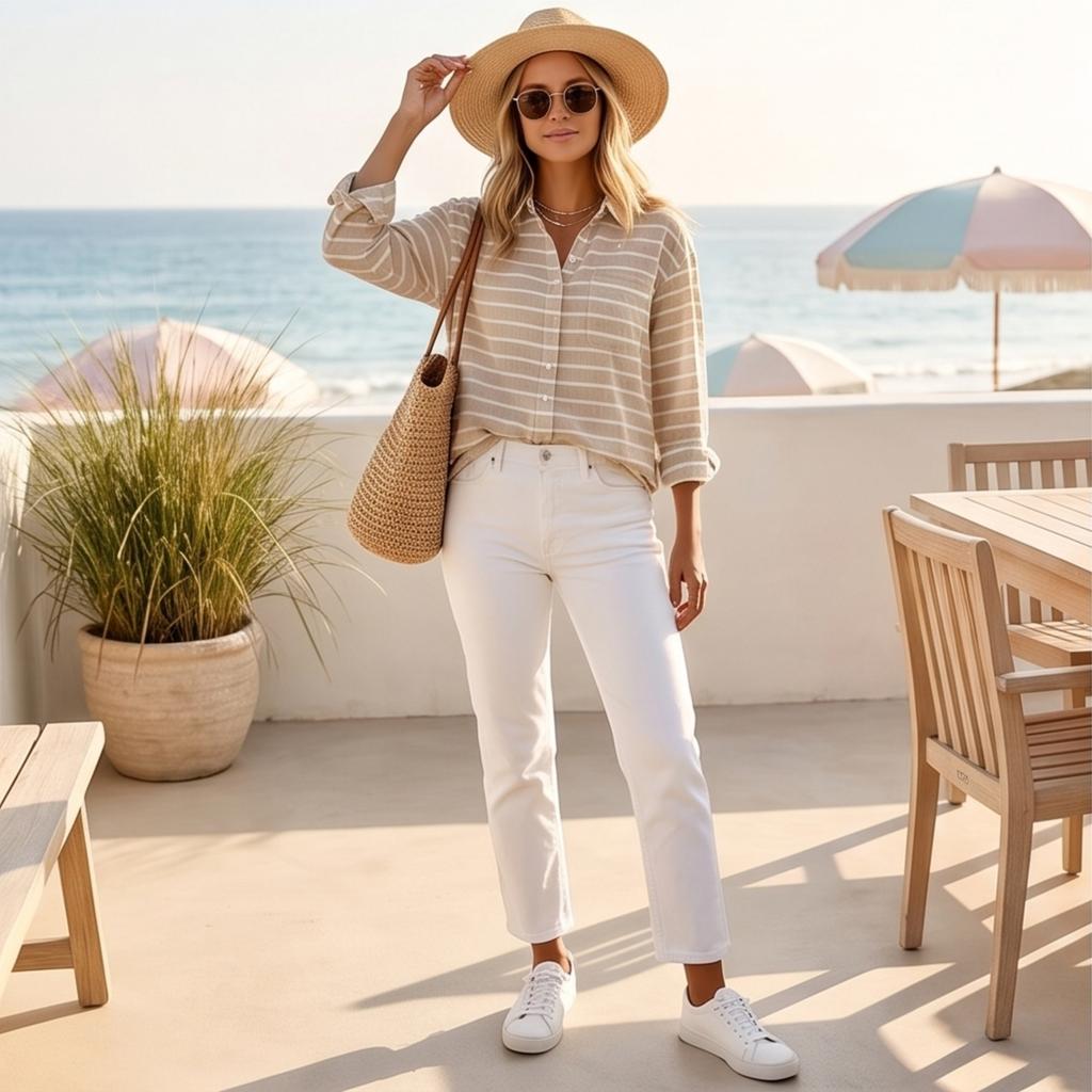 Women's Casual Striped Long Sleeve Collared Shirt Blouse Top for Everyday Wear