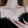 3pcs/set Water Drop Inlaid Rhinestone Earrings Necklace Set Light Luxury Fashion Pendant Necklaces Wedding Bride Jewelry Sets for Women