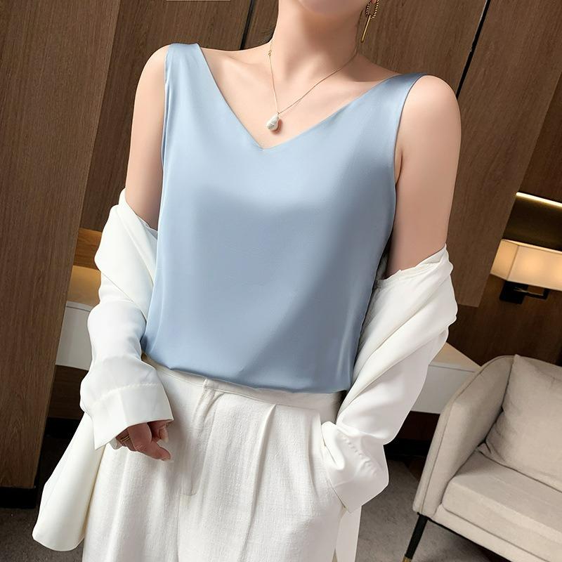 

Summer Plus Size Women s Clothing, White Bottoming, Outer Wear, Inner Wear, Women s Blouse, Camisole 3XL синій