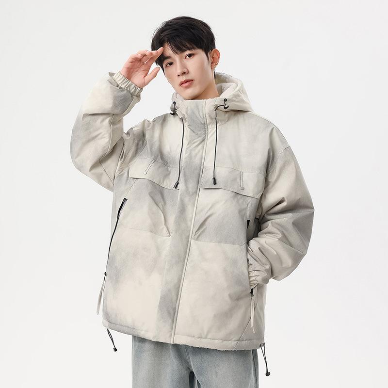 Men's Winter New Cotton-padded Clothes Men's Jackets Thickened Warm Trendy Brand Double-sided Wear Lamb Wool Cotton-padded Jackets Padded Jackets