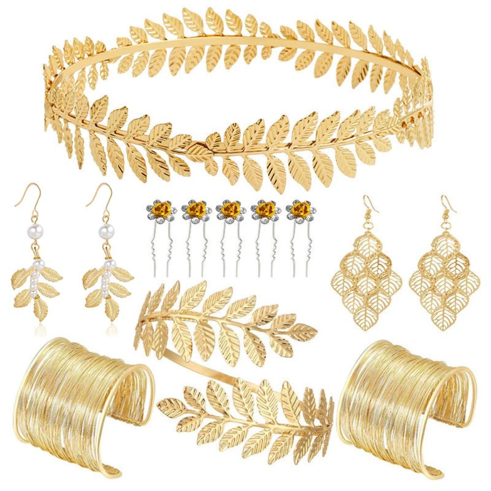 Gold Greek Goddess Hair Jewelry Bridal Earrings Rhinestone Jewelry Set  Hair Accessories