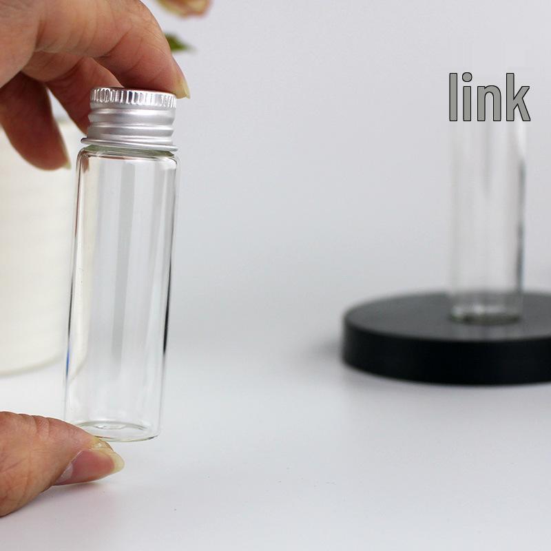 1mL Drift Bottle: Wood Stopper, Glass, Aluminum Lid – Creative Mini Wishing Bottle for Decor.