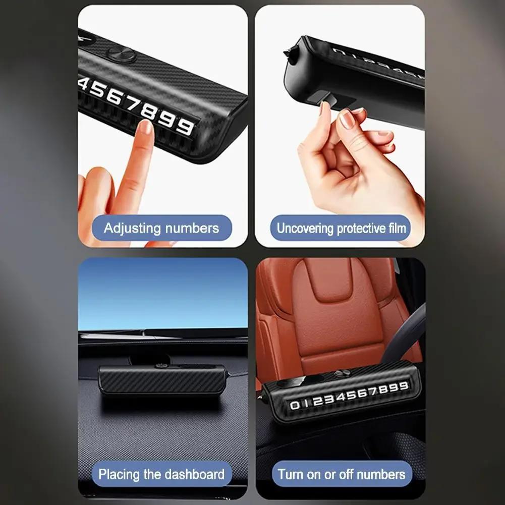 Dashboard Car Number Plate with Emergency Window Breaker Hammer Durable ABS Material Adjustable Display Privacy Protection Amagi