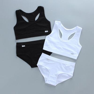 Puberty Girls Bra And Panty Sets Teenage Girls Cotton Padded Training Bra+Panties Kids Sports Bra 8-14YEARS