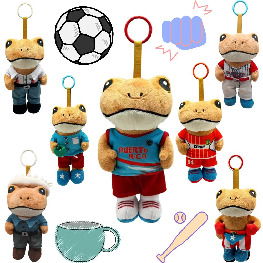 Cute Puerto Rican Singer Bad Bunny Frog Plush Keychain Stuffed Doll Backpack Pendant Children Toy Cute Toy Festival Birthday Present