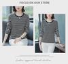Plus Size Loose-Fit Cotton Striped Long-Sleeve T-Shirt for Middle-Aged & Elderly Women