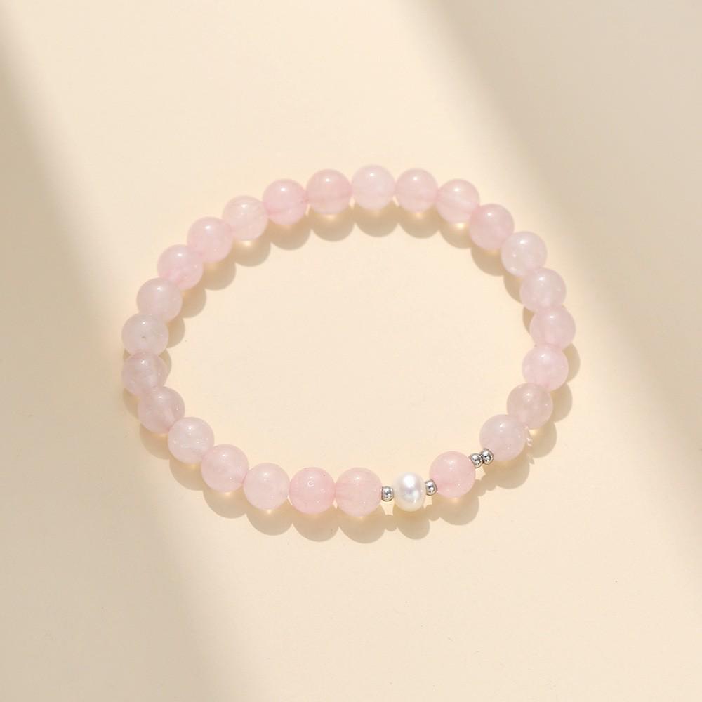 Brățară de damă S925: Stil Japonez & Coreean cu Perlă Barocă, Cuarț Roz, Design Unic, Bijuterii de Mână Mărgelate