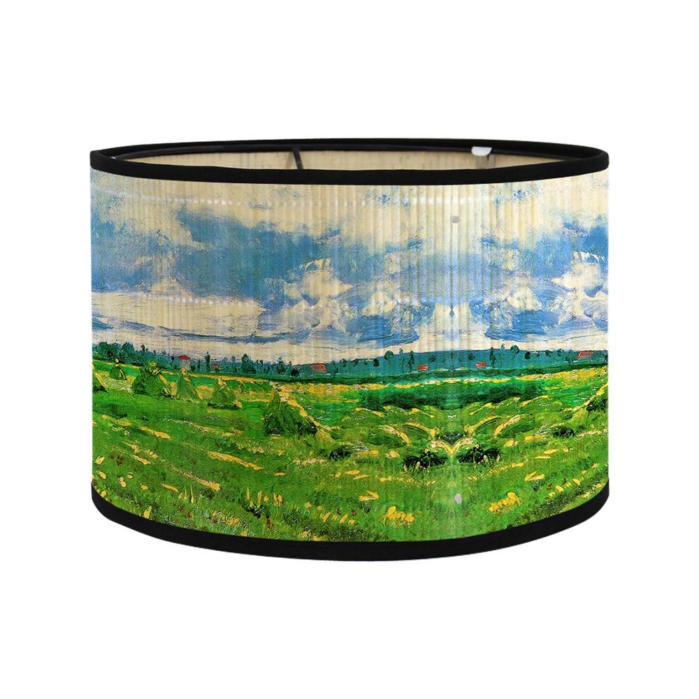 Modern Painted Decorative Lampshade Astral Sunflower Lamp Shade Bamboo Art Light Shade Bar Cafe Chandelier Decor