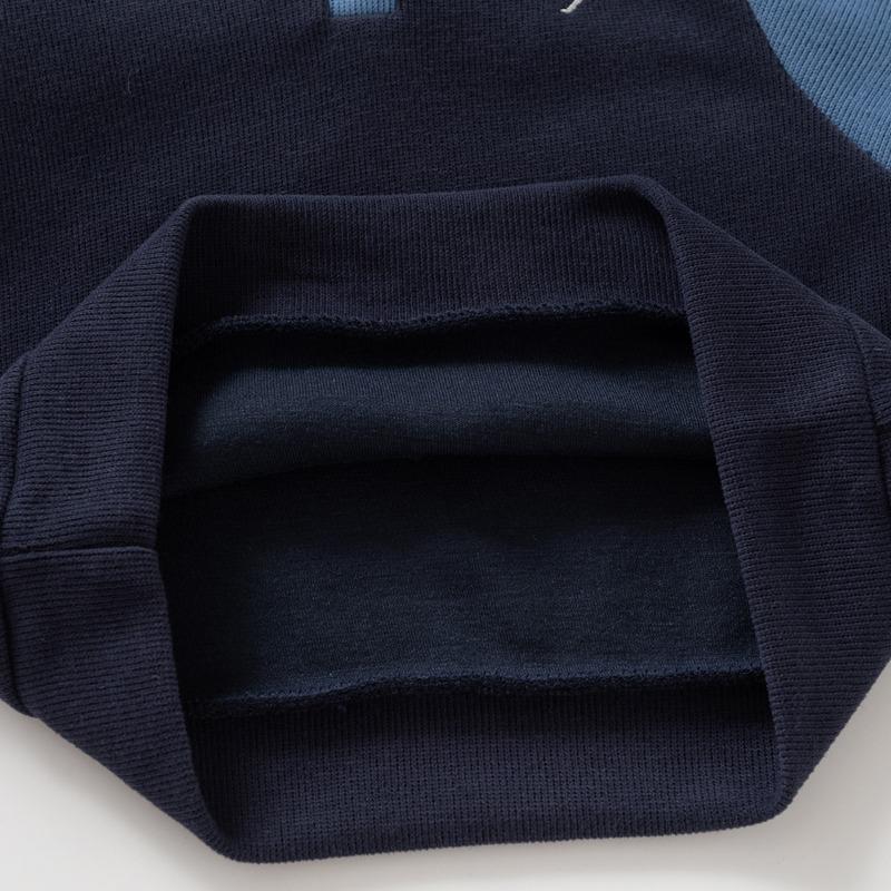 Boys Embroidered Turn Down Collar Patchwork Long Sleeve Casual Kids Sweatshirt