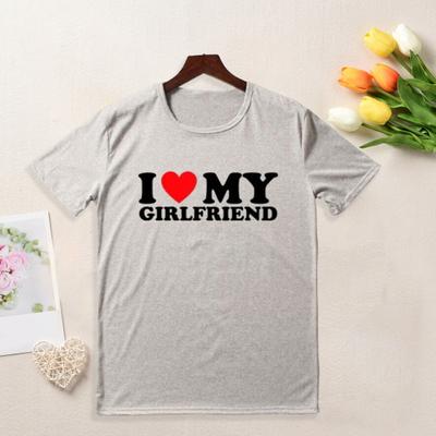 T-shirt amante Amo la mia ragazza Amo il mio ragazzo T-shirt con stampa di lettere O-Collo Manica corta Vestibilità ampia Top per coppia